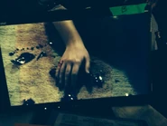 blood spilled in episode 5 Bay hand bleeding you can tell that is Bay nail polish cause Bay wears dark nail polish 3x05