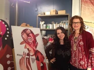Bay in her college art class with her Art professor Tereas Lubaraky