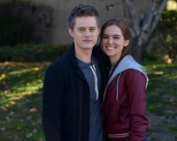 Zoey with Lucas Grebeel on the Switched at Birth set