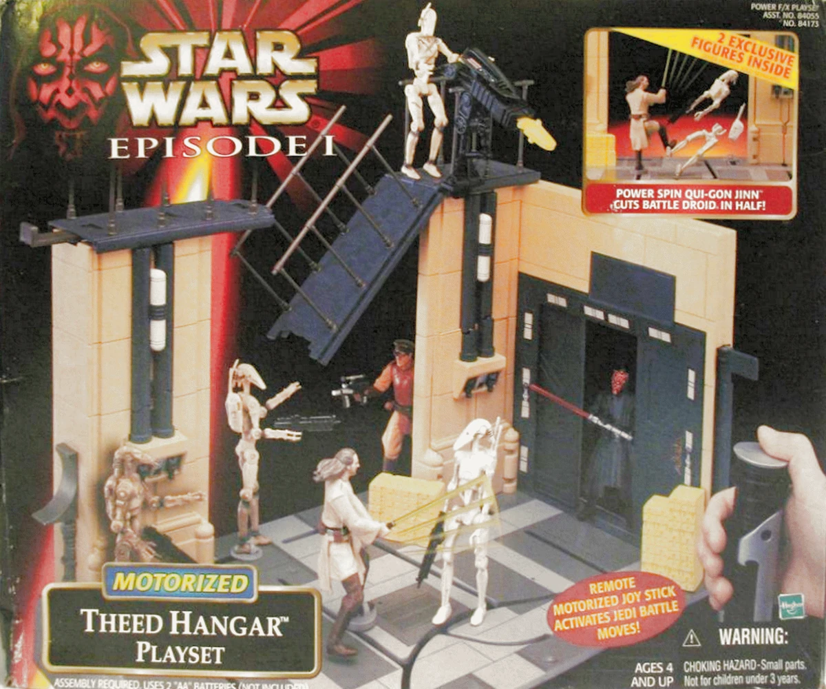 Star Wars Episode 1 - Theed Hanger w/Battle Droid & Qui Gon Jinn (MIB) - Action Toys