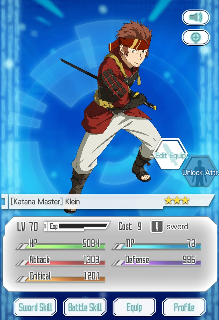 -Katana Master- Klein | Sword Art Online: Memory Defrag Wiki | Fandom