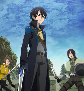 Chan.sankakucomplex.com - 1713694 - sword art online kirito kirigaya kazuto screen capture 1boy 3boys action stance brick wall