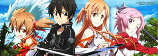 E-shuushuu.net 2013-04-07-570565 - Sword Art Online ~ Kirito, Lizbeth, Pina, Silica, Yuuki Asuna