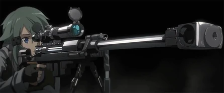Sinon avec l'Hecate.png (227 kio) Le PGM Ultima Ratio Hecate II dans le Teaser de GGO
