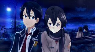 Kirito and Sinon Couple Bench Night