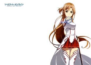 Tbib - 1000143 brown eyes brown hair long hair sword sword art online thighhighs weapon yuuki asun