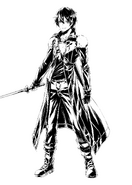 Kirito full body sketch by Mugetsu for the announcement of the Canon of the Golden Rule manga adaptation