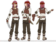 Körper-Design von Kleins Start-Avatar in SAO; gezeichnet von Shingo Adachi.