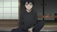 Kirito sitting on the porch