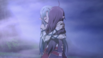 Asuna hugs Yuuki