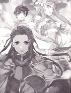 Quinella with Kirito and Lipia on an illustration from the If You Wish It side story.