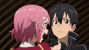 Lisbeth ist wütend auf Kirito, weil er ihr bestes Schwert zerbrochen hat.