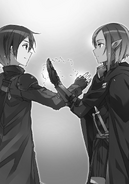 Kizmel receiving a high-five from Kirito.