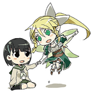 Chibi Suguha and Leafa on the back cover of Volume 4.