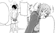 Asuna chuckling upon seeing the logo on Kirito's boxers - Barcarolle manga c1