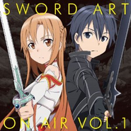 Asuna and Kirito on the cover of Sword Art Online On Air 1