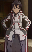 Kirito forced to wear his new uniform.