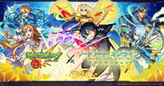 Alice with Asuna, Bercouli, Eugeo, Kirito, and Sinon on a visual for an SAO collaboration with Monster Strike