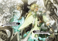 Leafa and Kirito fighting against innumerable Guardian Knights.