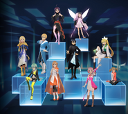 Kirito with Alice, Asuna, Eugeo, Leafa, Lisbeth, Silica, Sinon, Yui, and Yuuki on the visual for the Ex-Chronicle 2021 Online Edition evernt from November 20, 2021 till December 7, 2021.