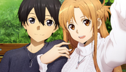 Kazuto with Asuna on a visual for an SAO collaboration with GENCO and THE KISS.