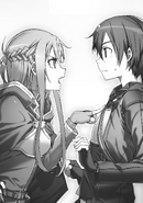 Kirito astounded by Asuna's refusal to allow him to leave her sight.