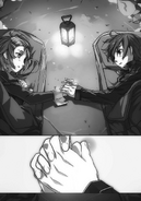 Lisbeth and Kirito holding hands just before sleep.