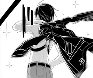 Kirito trying on the Mighty Strap of Leather.