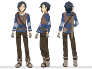 Kirito's beta avatar character design by Shingo Adachi for the Aincrad arc of the Sword Art Online anime