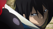 Kirito threatening Rosalia.