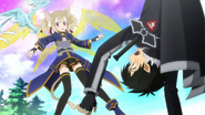 Silica trying to rescue Kirito from a plant monster MT