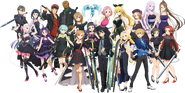 Yuuki and other members of the SAO cast for an SAO cast formalwear ensemble for Ex-Chronicle