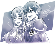 An illustration of Kazuto with Asuna by IsII for Great Couples' Day, 2020.