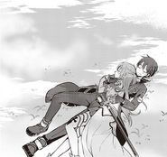 Asuna and Kirito lying on the grass in an embrace - The Day Before manga