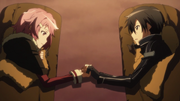 Lisbeth and Kirito holding hands