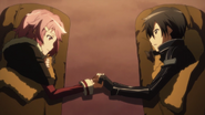 Lisbeth and Kirito holding hands