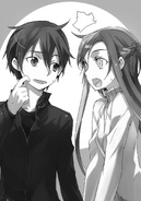 Kazuto informing Asuna of his decision to convert his avatar from ALfheim Online.