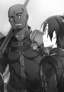 Kirito discussing with Agil their choices of gondola builds and names.