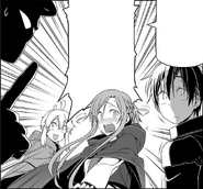 Asuna startled by Nezha's assumption that she is dating Kirito.