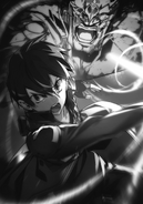 Kirito dealing the final strikes on Fuscus.