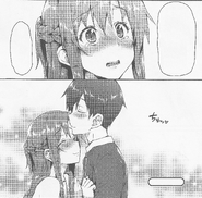 Asuna and Kirito hugging in Comic Anthology Volume 1 Story 7 - Do Your Best, Asuna!