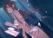 Asuna removing her equipment within her home in Selmburg.