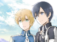 An illustration of Eugeo with Kirito by Yamada Koutarou for Alicization Episode 24.