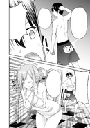 Kirito noticing a bear mark on the swimsuit Asuna crafted for him - Barcarolle manga c13