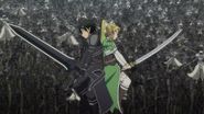 Kirito und Leafa Rücken-an-Rücken.