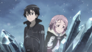 Kirito und Lisbeth auf der Suche nach dem Material.