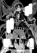 Kirito donning his Coat of Midnight as he declares himself a Beater - Progressive manga c7