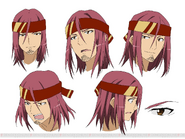 Mimik-Design von Kleins Start-Avatar in SAO; gezeichnet von Shingo Adachi.