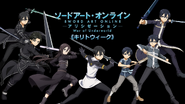 An assemblage of Kazuto's avatars on a visual for Kirito Week in Japanese stores.