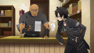 Kirito bargaining with Agil.